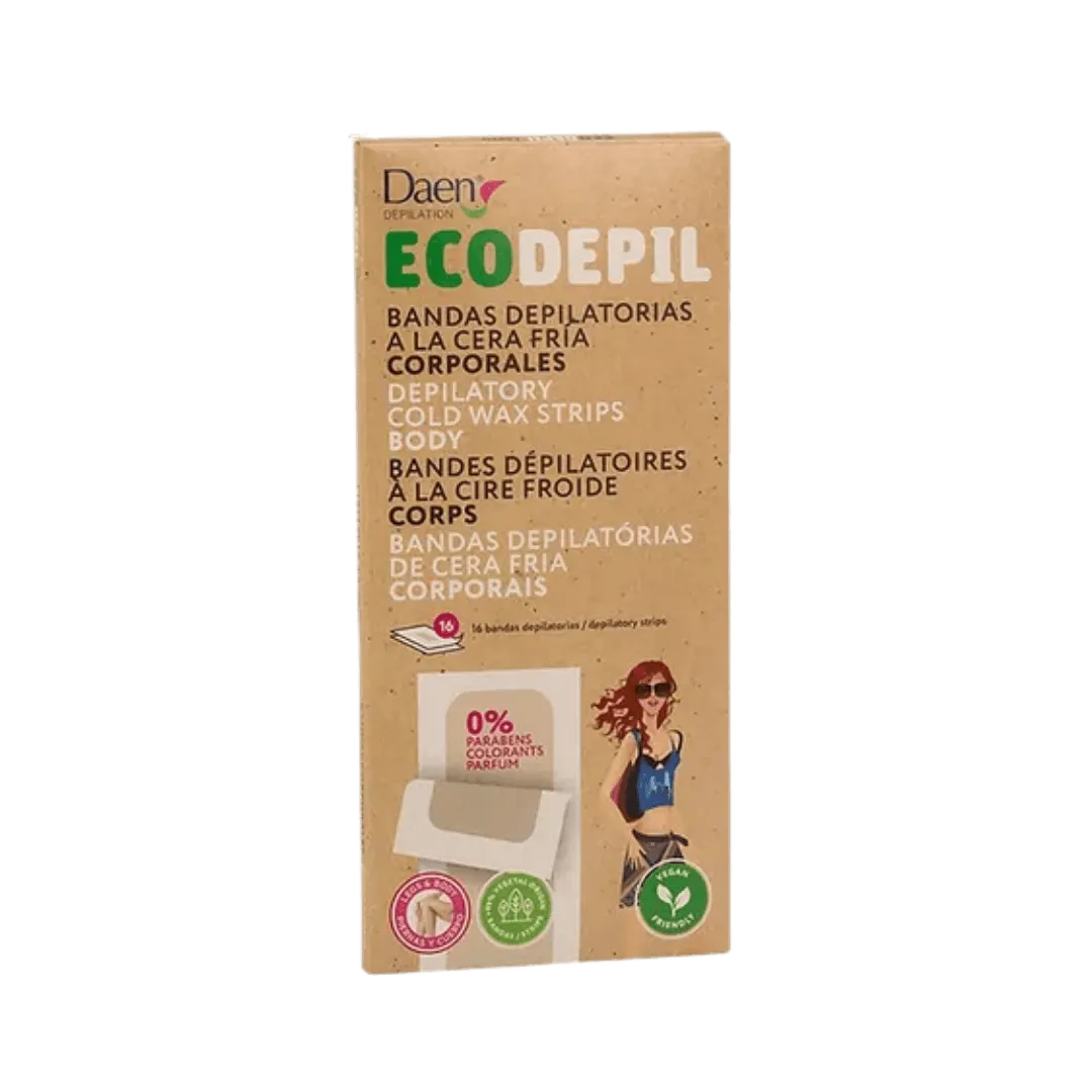 Daen Body wax strips Ecodepil |داين شرائح شمع باردة لإزالة شعر الجسم - 16 شريحة